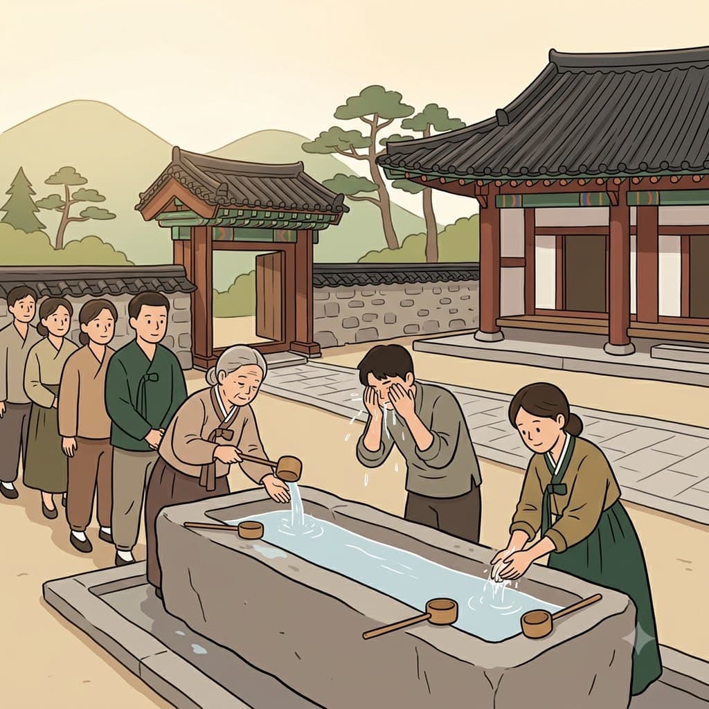 신자들은 성스러운 장소에 들어가기 전에 손과 얼굴을 깨끗이 씻는 정결 의식(ablution)을 행했다.