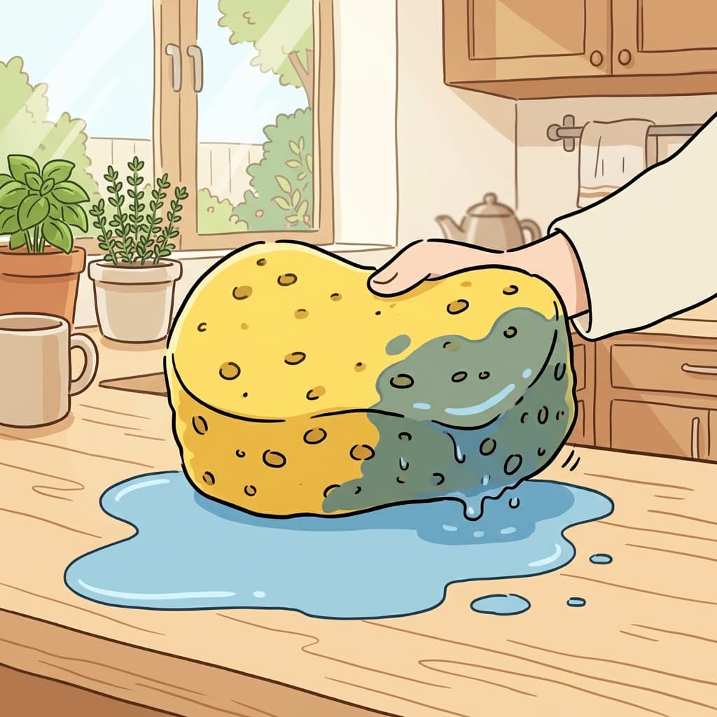 스펀지는 쏟아진 물을 모두 흡수했다.