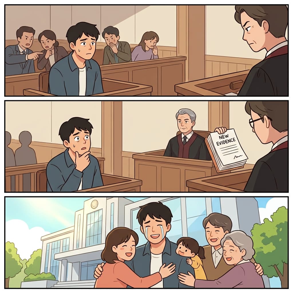 혐의를 받은 그는 혼란스러워했지만, 새로운 증거가 그의 누명을 벗겨 주었다.