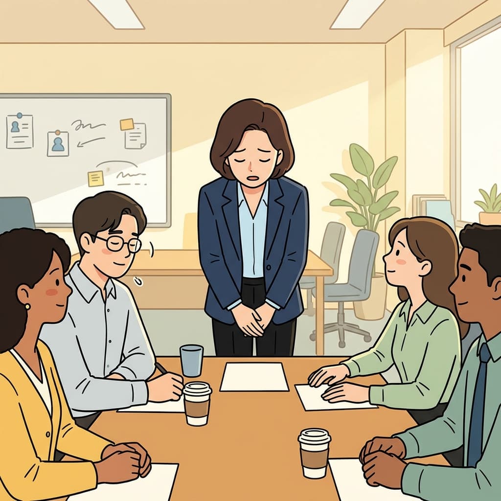 그녀는 자신의 실수를 인정하고 팀원 모두에게 사과했다.