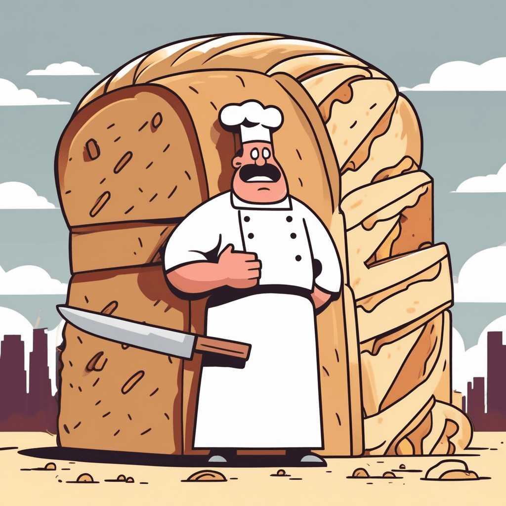 아! 크로스 모양 칼로 브레드를 쓰~욱 가로질러 자른다!