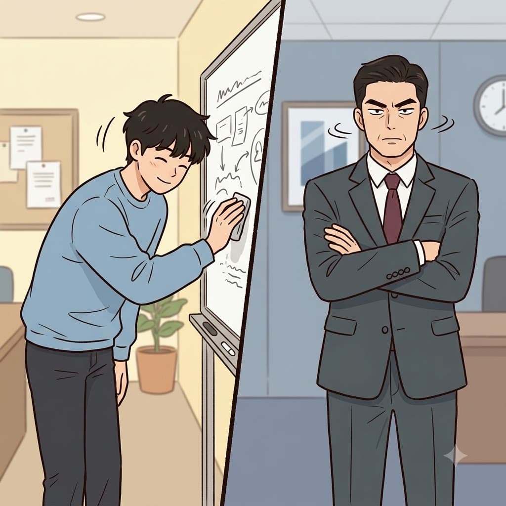 첫 번째 직원이 쉽게 마음을 바꾼 반면, 매니저는 단호하게(adamantly) 타협을 거부했다.