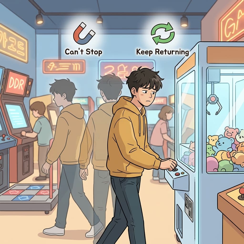 그의 중독은 그를 계속 슬롯머신 앞으로 돌아오게 만들었다.