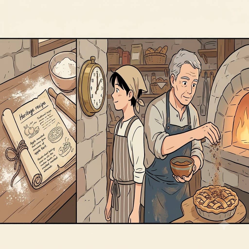 어떠한 조건부(conditional) 망설임도 없이 마을의 전통적인(traditional) 조리법을 존중하며, 주방장은 추가의(additional) 달콤한 계피 한 꼬집을 넣었다.