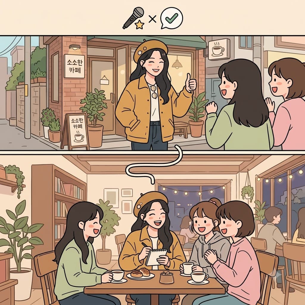“Star”로도 알려진(aka) 그 가수는 “okay”라고 말한 뒤 근처 카페(café)에서 팬들을 만났다.