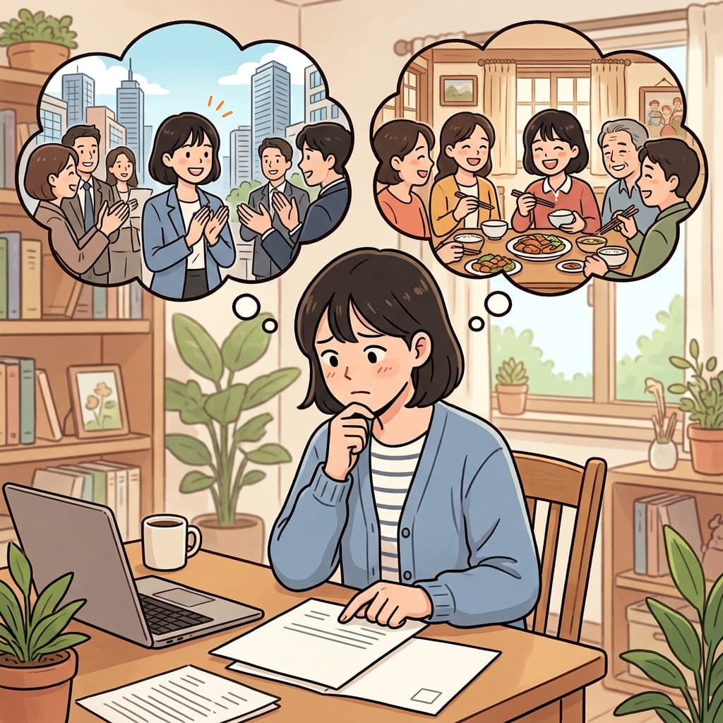 그녀는 그 입사 제안을 받아들일지 말지 갈팡질팡했다.