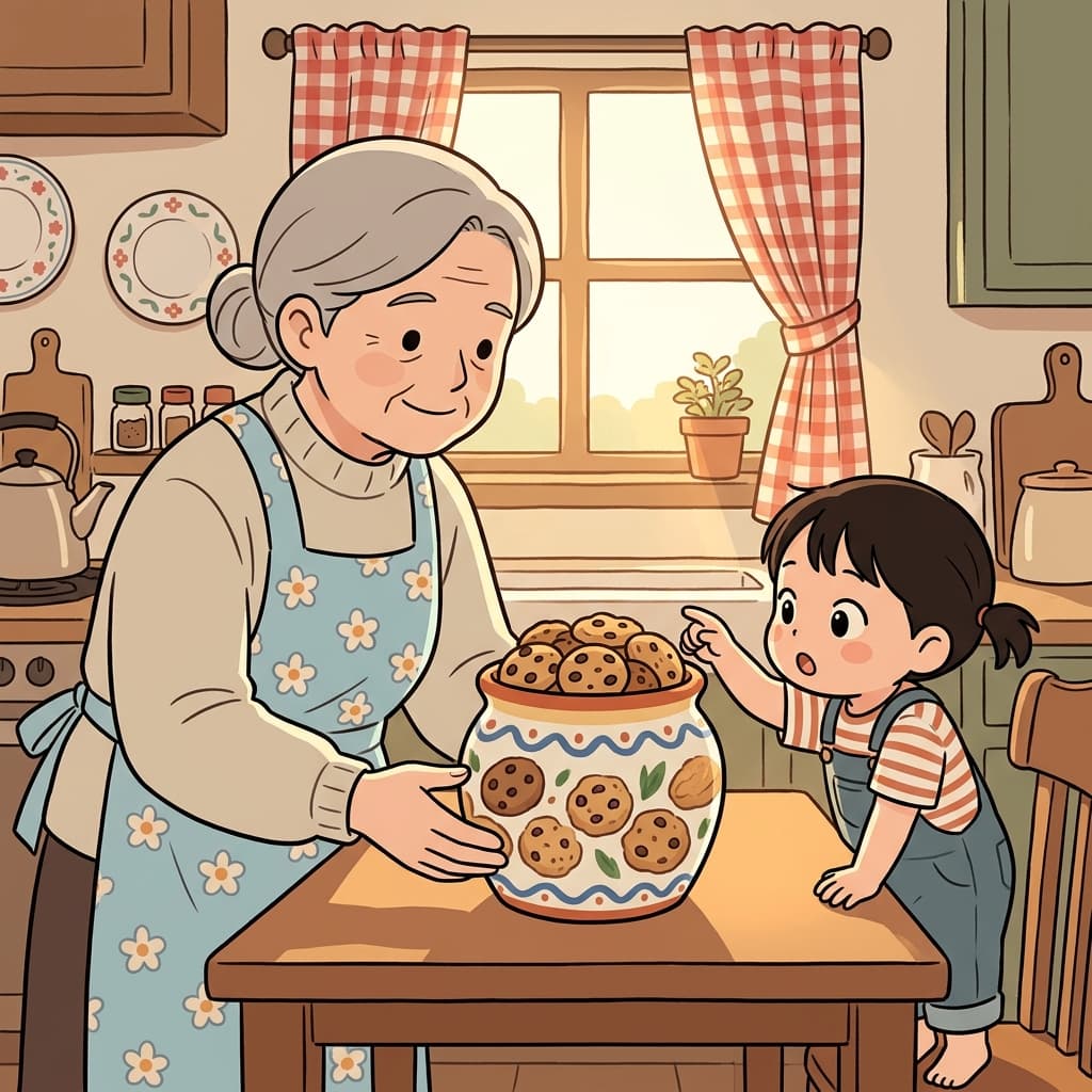 할머니가 항아리를 내밀며 아무거나 골라 먹으라고 하신다.