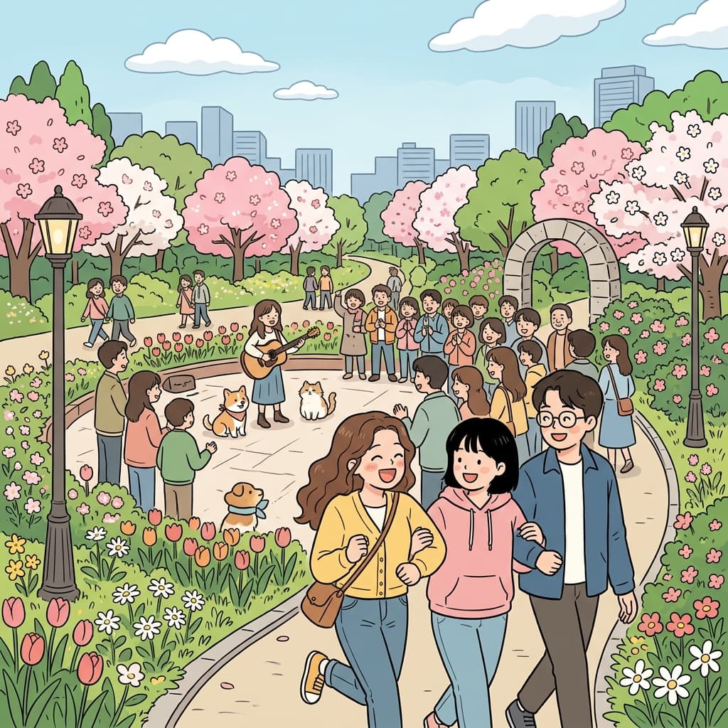 그 아름다운 공원은 도시 곳곳의 사람들의 마음을 끌었다.