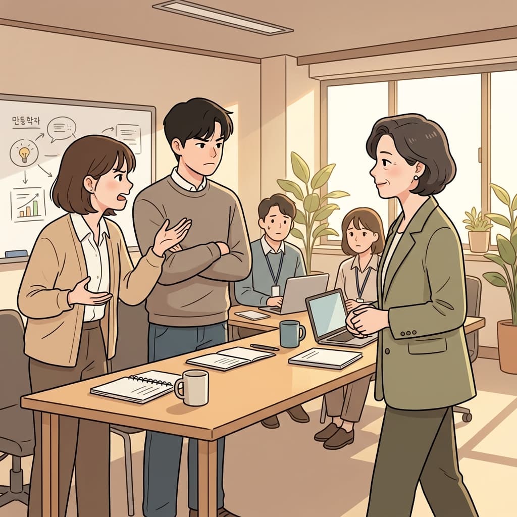 그녀가 갈등에 접근하는 차분한 방식이 평화롭게 해결하는 데 도움을 줬다.