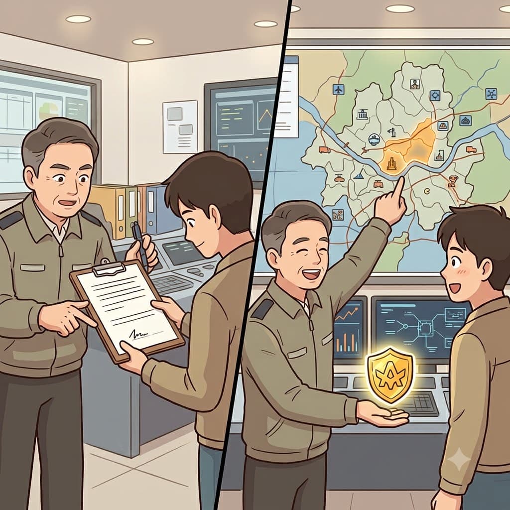 "어(a), 여기에 싸인(sign)해!" 기안서에 서명을 받자마자, 감독관은 그에게 새로운 임무를 부여했다(assign).