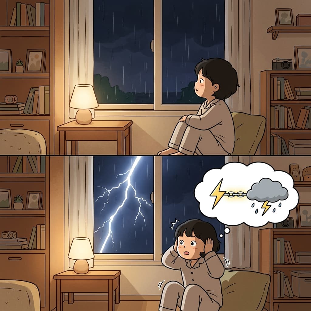 번개 치면 바로 천둥이 떠오르잖아.