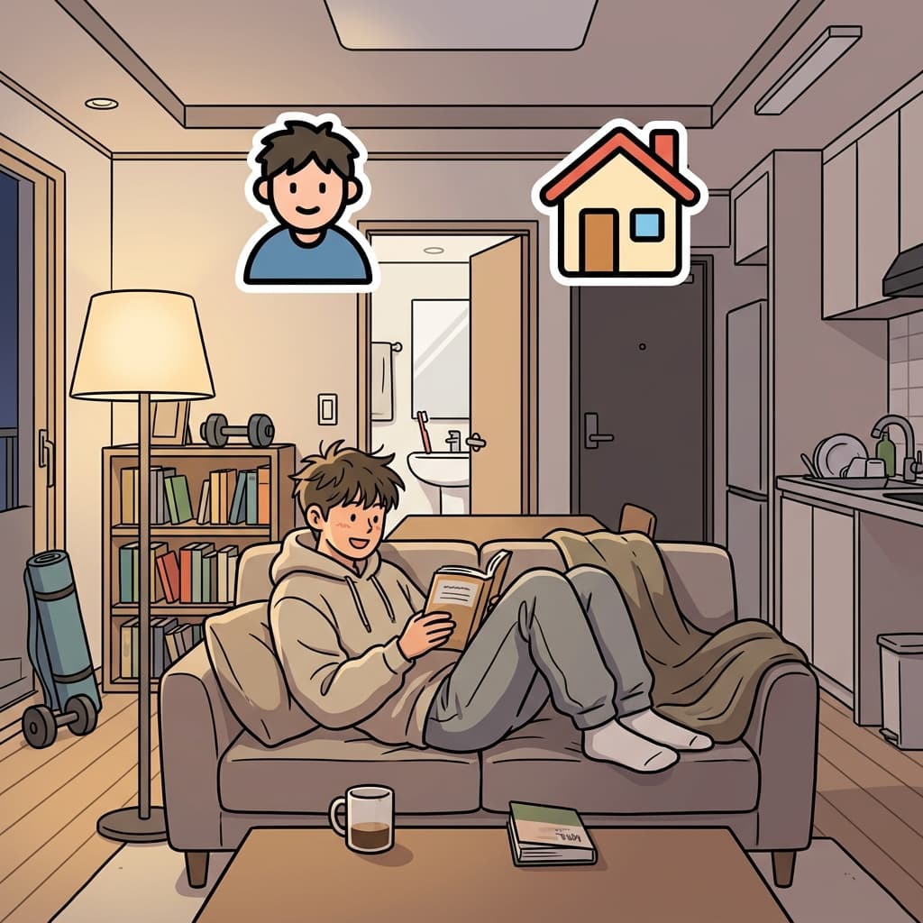 그 독신 남성은 혼자 사는 자유를 즐겼다.