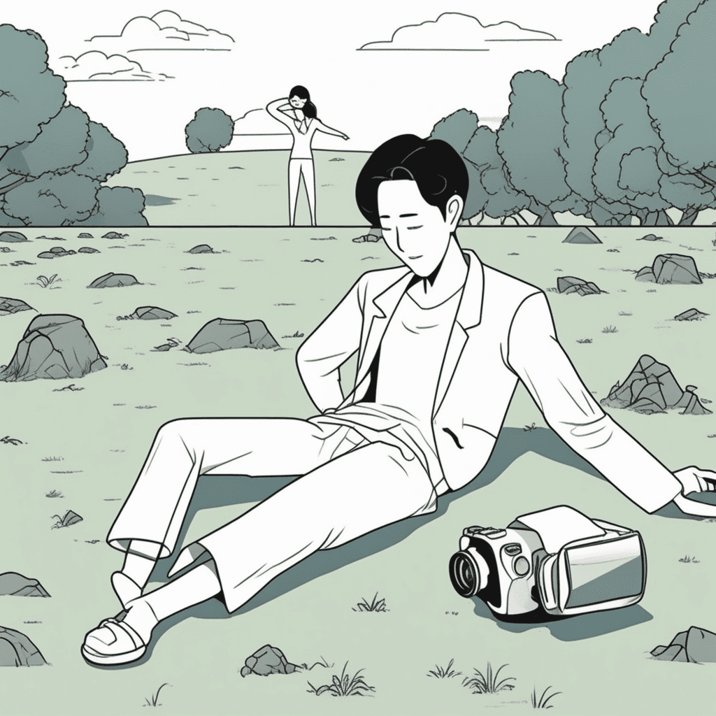뒤에(백) 그라운드에 누워있는 사람이 배경이 되었네!