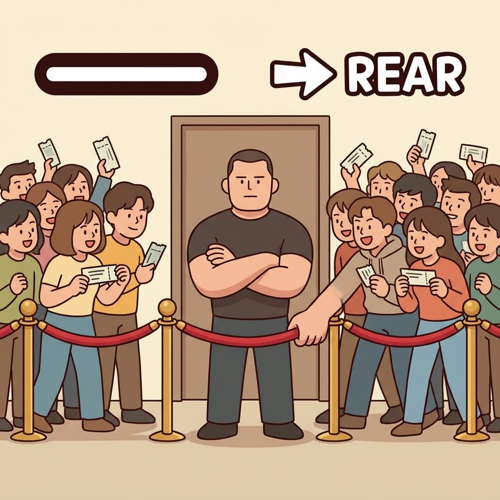 막대가 뒤를 막는다 — 앞과 뒤 사이의 장벽.