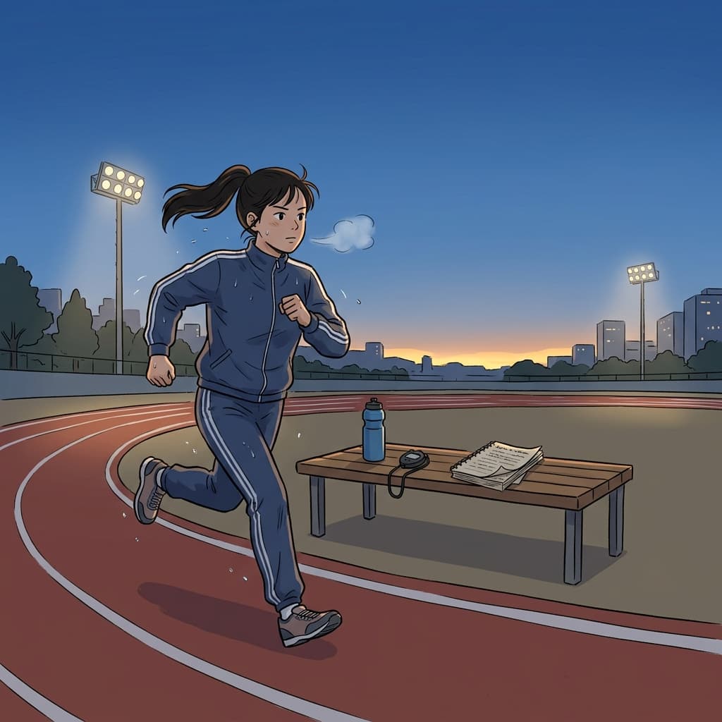 그녀는 매일 새벽 훈련에 온 마음을 쏟는다.