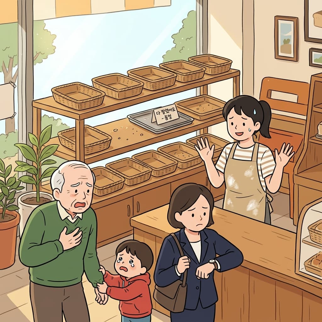 오전부터 줄 섰는데 크루아상이 벌써 다 팔렸대.