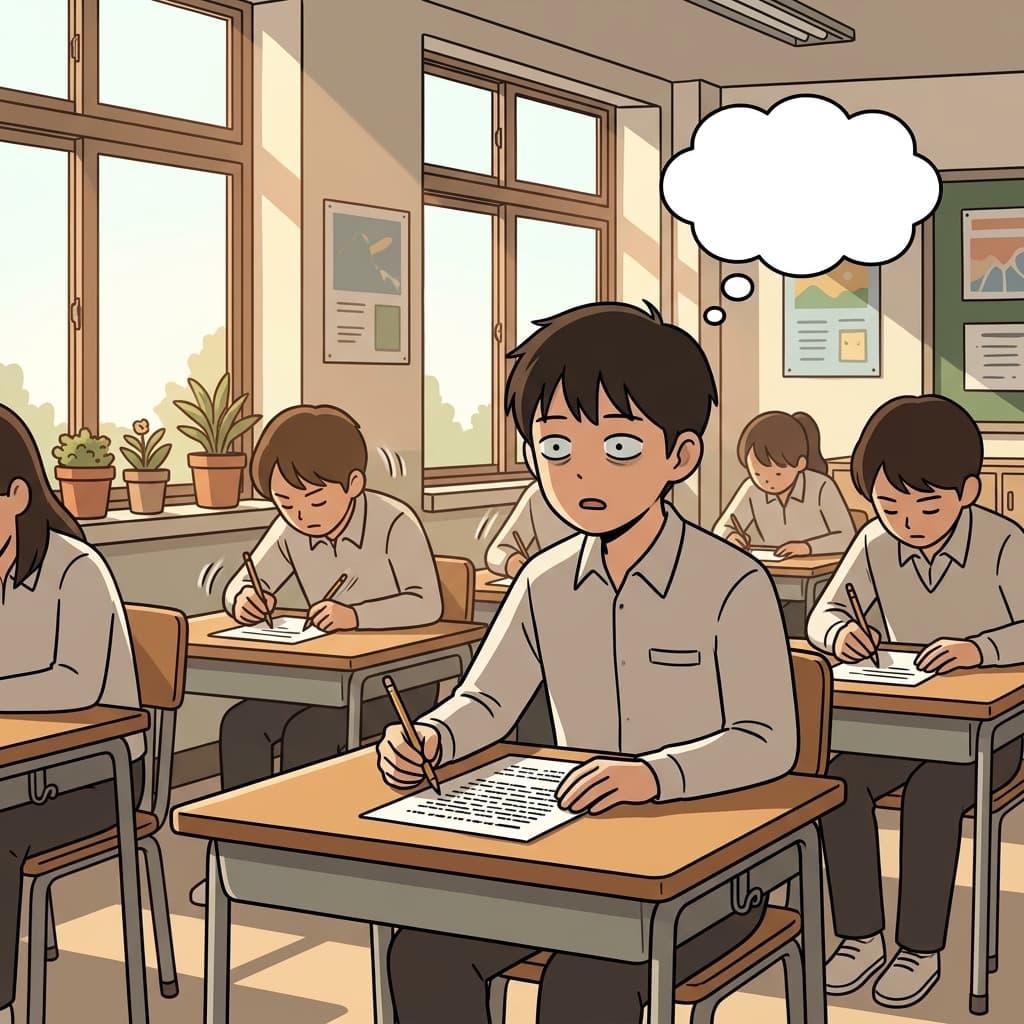 시험지를 멍하니 쳐다보는데 머릿속이 하얘졌다.