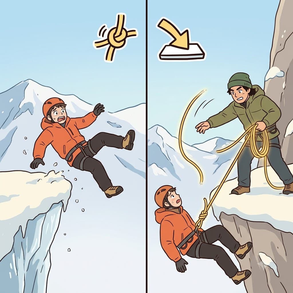 B(묶다) + OND(~에 밀착하여) — 추락하는 파트너에게(OND) 자신의 무거운 밧줄을 적극적으로 묶기로(B) 선택함으로써, 등반가는 생명을 구하는 결속(bond)을 형성했다.