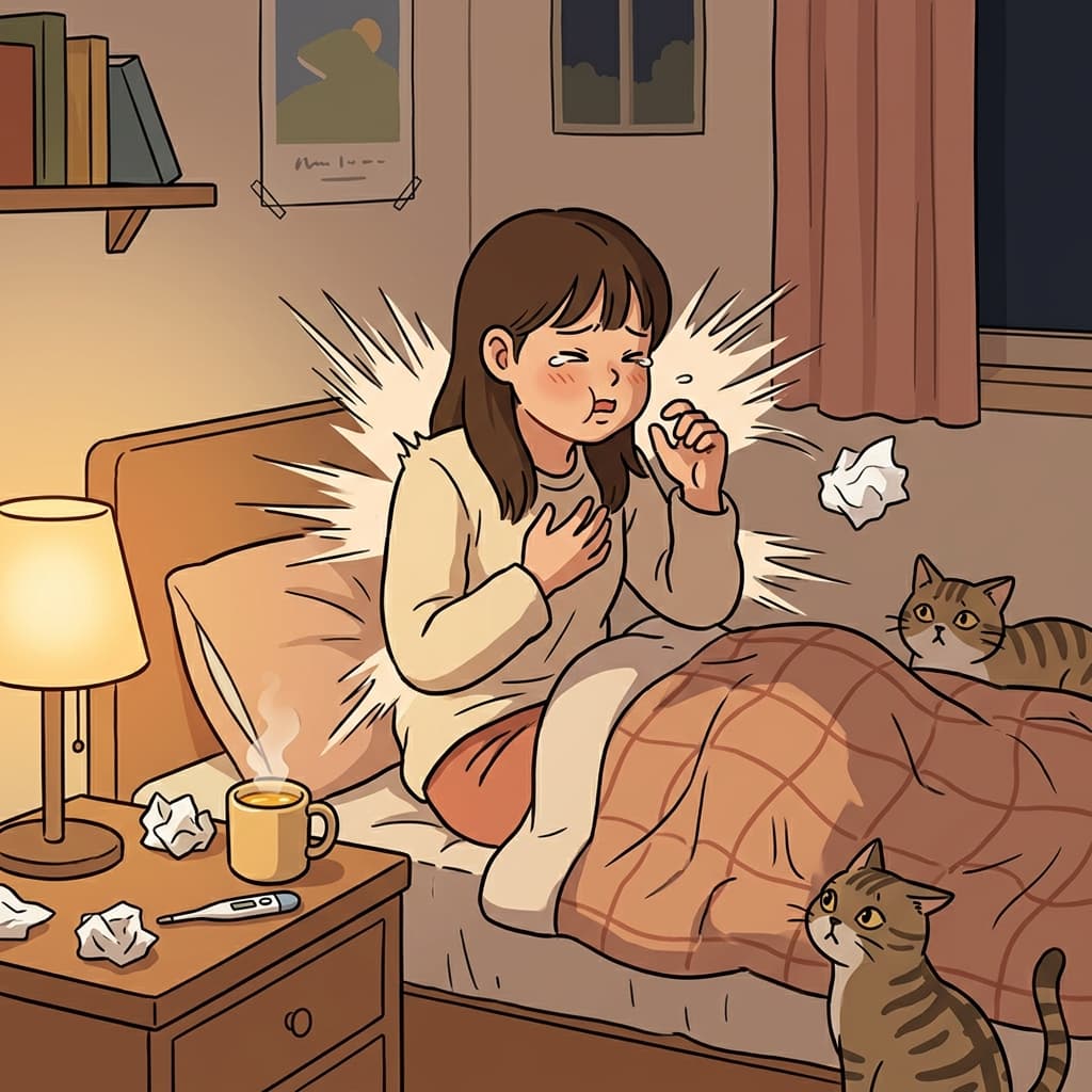 한참 기침이 터지고 나서야 겨우 숨을 돌렸다.