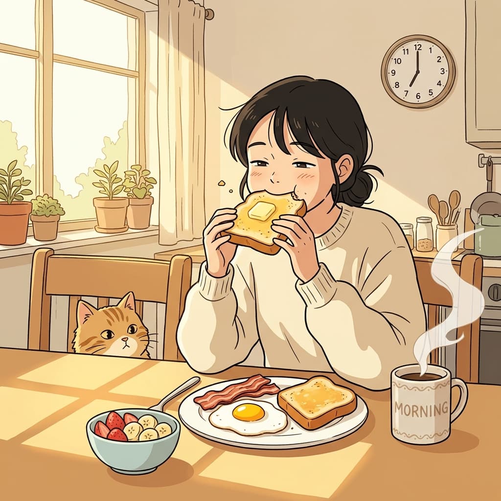 출근 전에 든든하게 아침을 챙겨 먹는다.