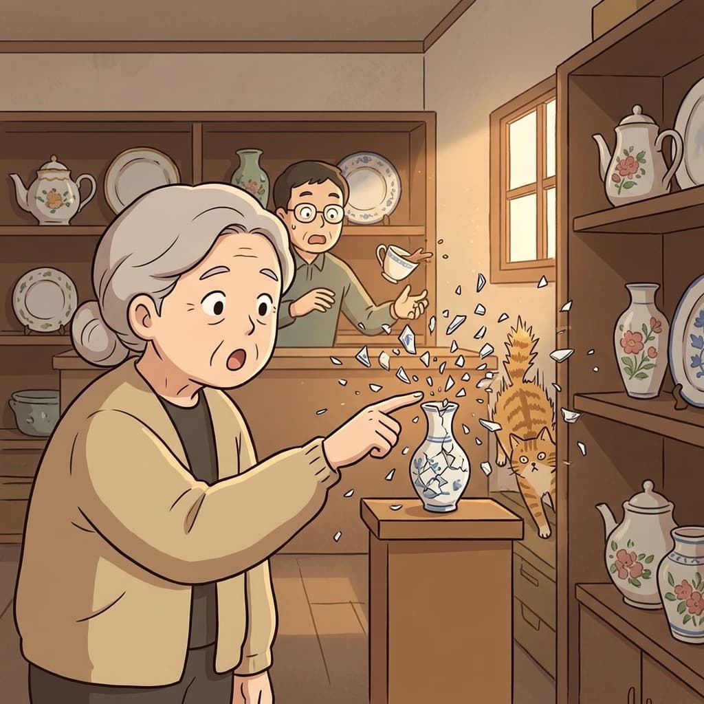 낡은 도자기는 너무 약해서 살짝 건드리자마자 산산조각 났다.