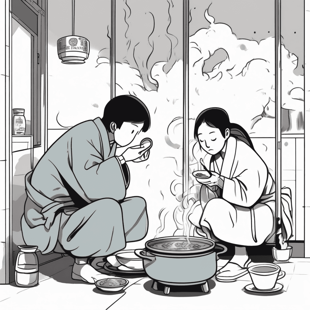 뜨거운 찬 스프를 마실 찬스를 기다리는 중!