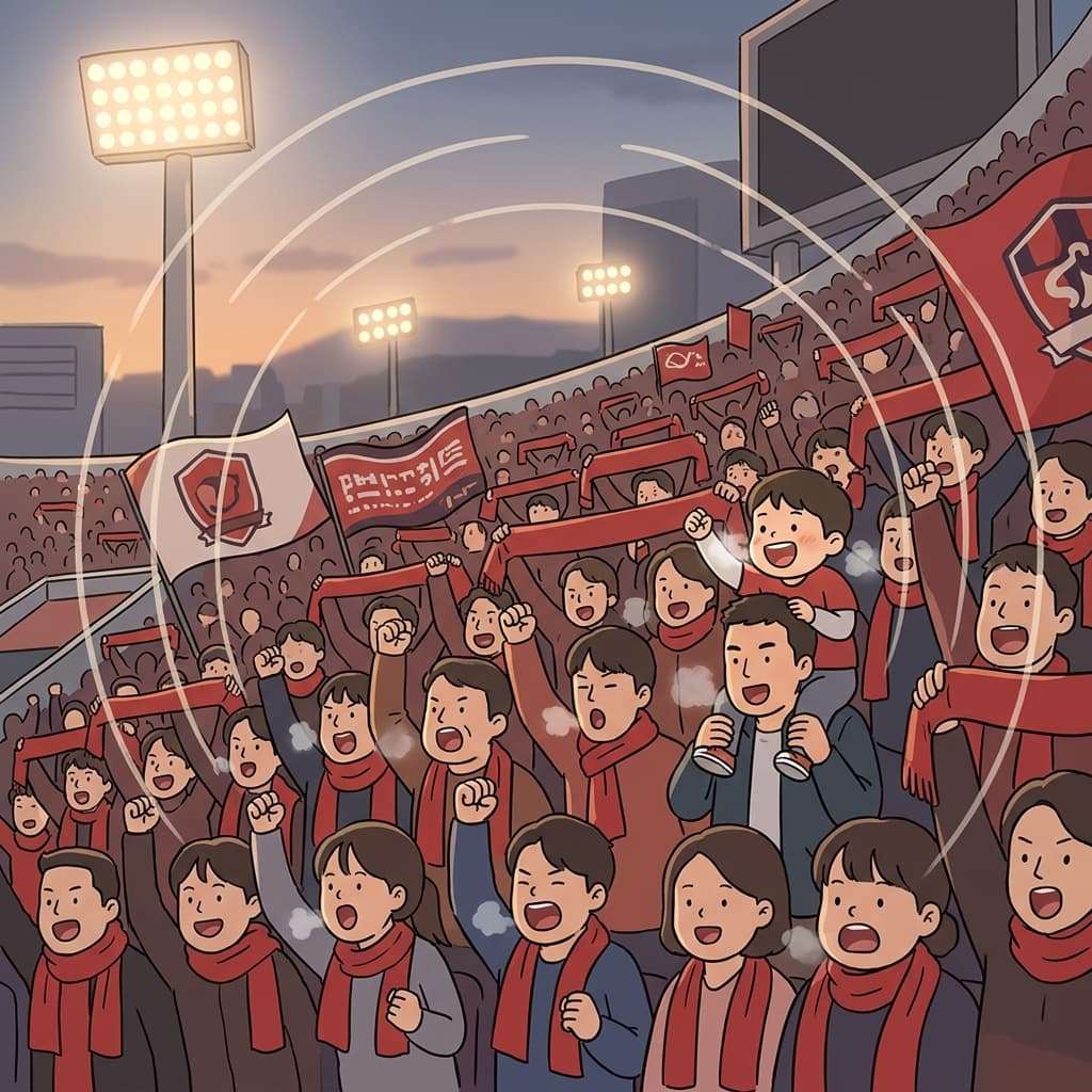 팬들이 한목소리로 팀 이름을 외치자 경기장이 들썩였다.