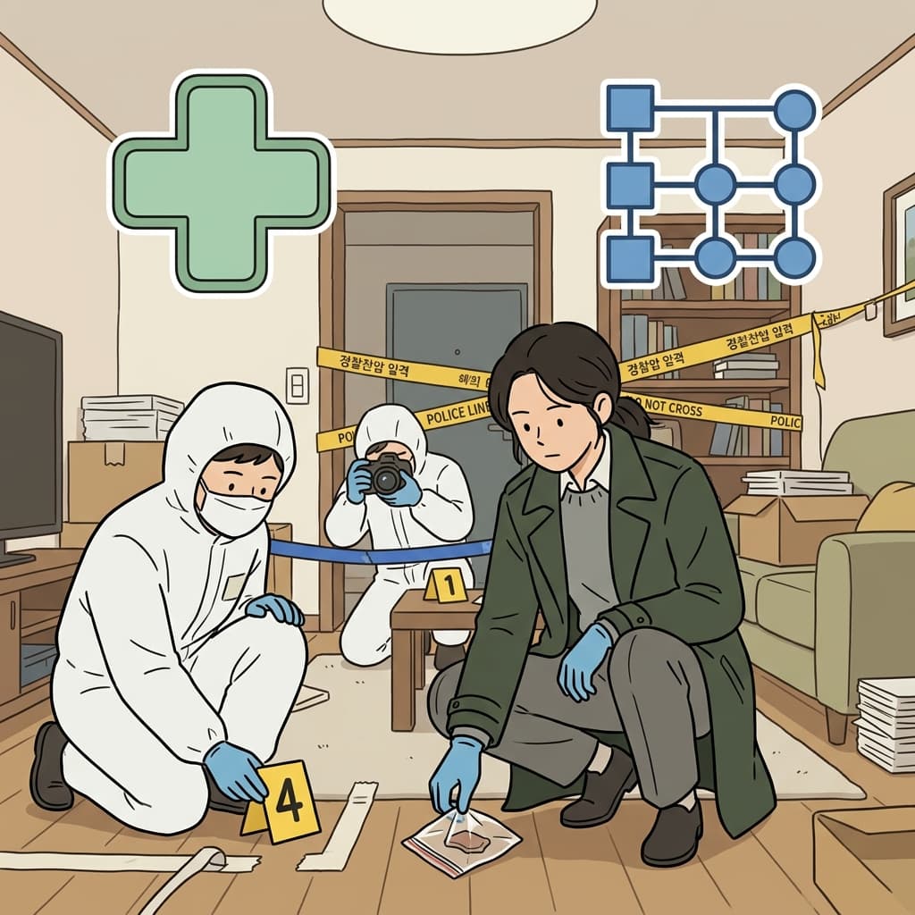 그 형사는 거의 임상적일 정도의 정밀함으로 범죄 현장에 접근했다.