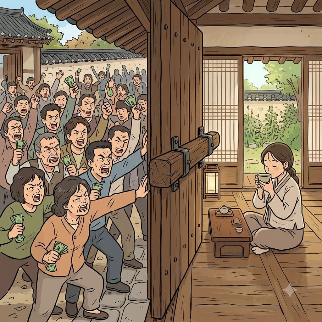 "여긴 굳게 닫힌(close) 터야!" 탐욕스러운 세상을 피하기 위해, 그녀는 숨겨진 산사에 자신을 격리하고 은둔하기로(cloister) 결정했다.