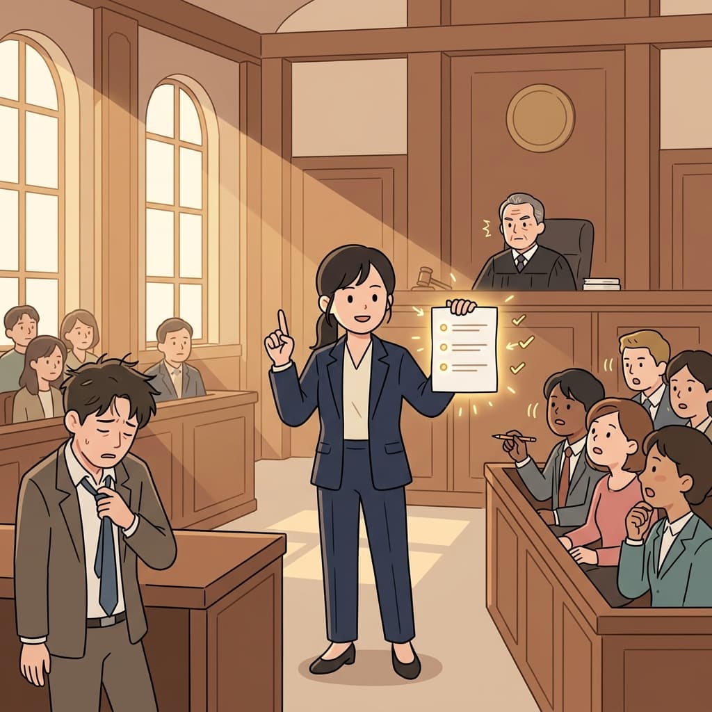 그녀의 설득력 있는 변론에 배심원들이 고개를 끄덕였다.
