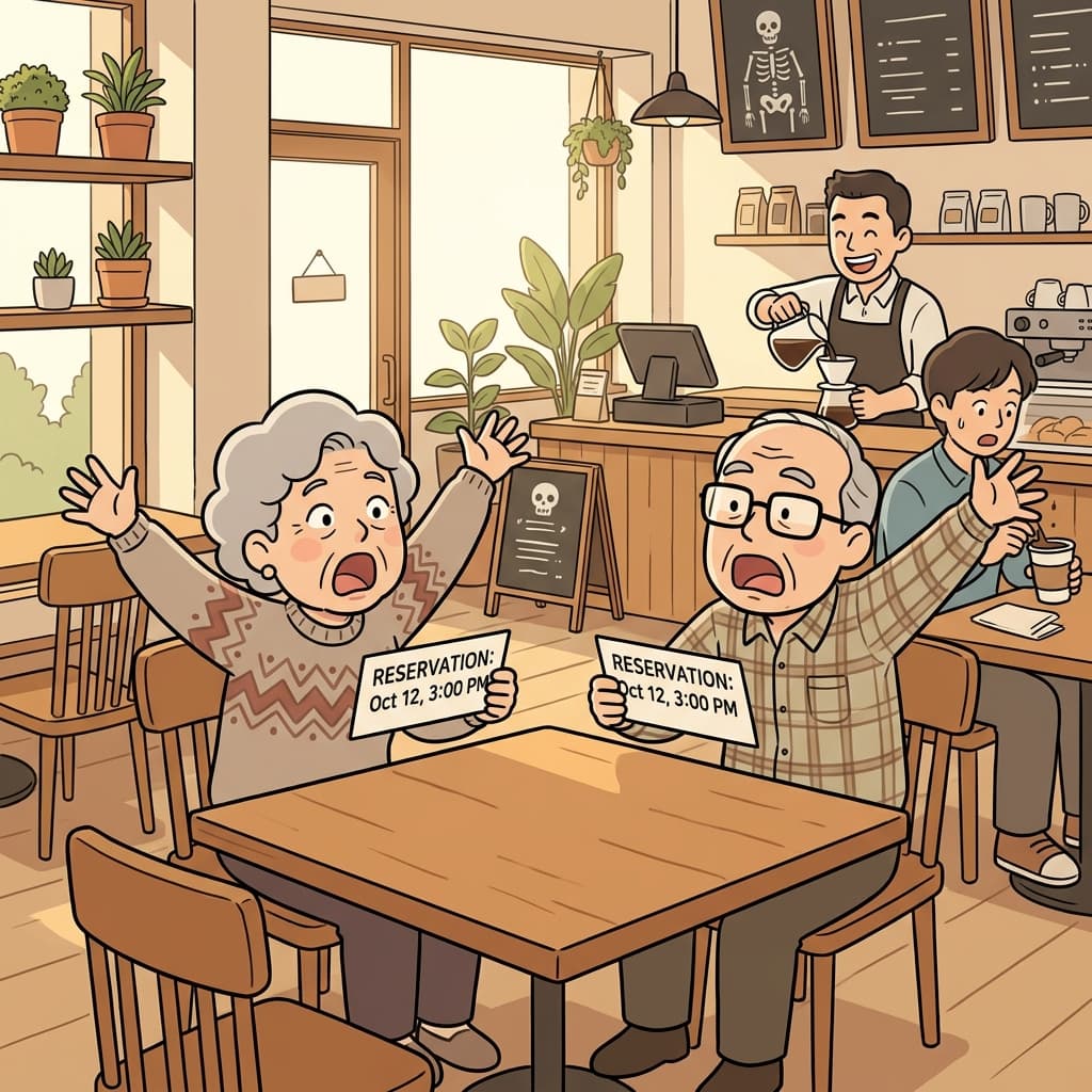 우연히도 같은 날 같은 카페 자리를 예약했다니!