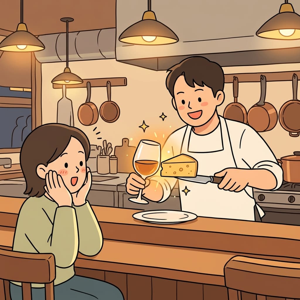 달콤한 와인과 짭짤한 치즈, 서로를 살려주는 완벽한 조합이다.