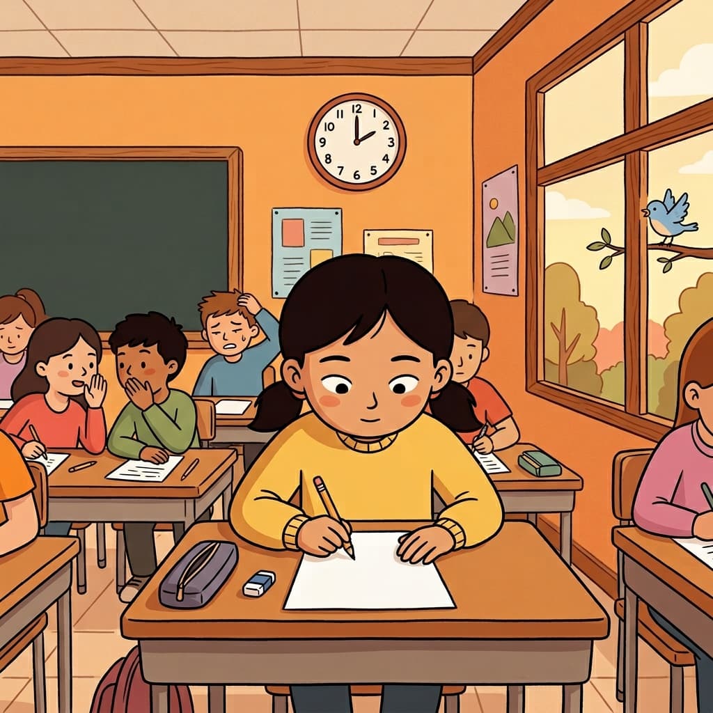 학생은 시험에 집중하며 주변 소음을 무시했다.