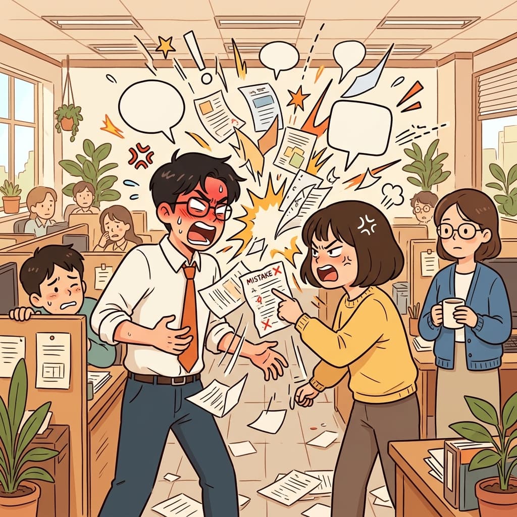 작은 오해는 빠르게 갈등으로 번졌다. (컨플릭트 → “컨트롤하려다 서로 픽! 하고 부딪히는 느낌”)