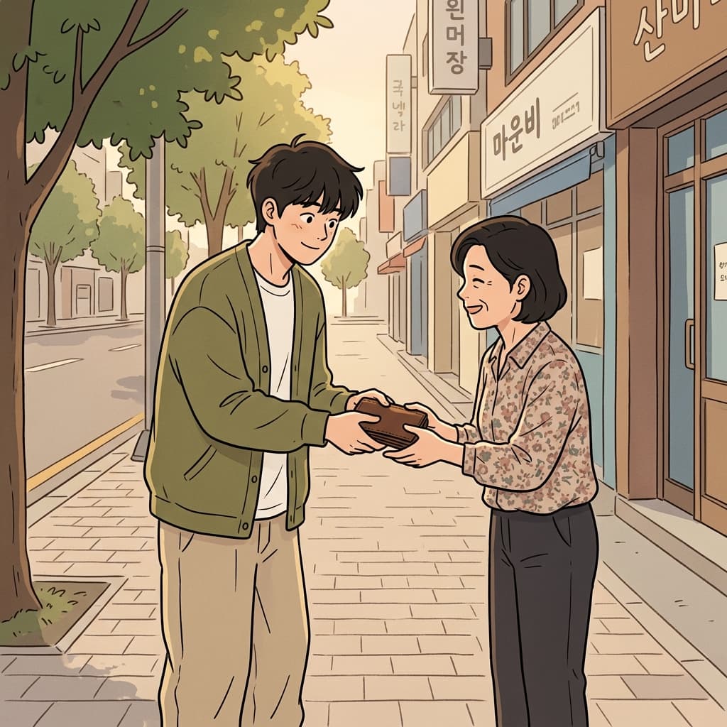그의 양심은 잃어버린 지갑을 돌려주라고 말했다.