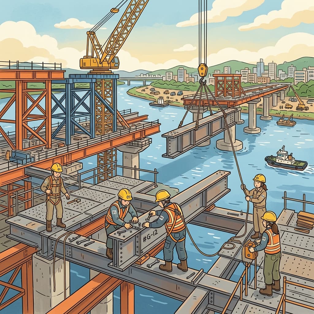 작업자들은 단 1년 만에 강 위에 새로운 다리를 건설했다.