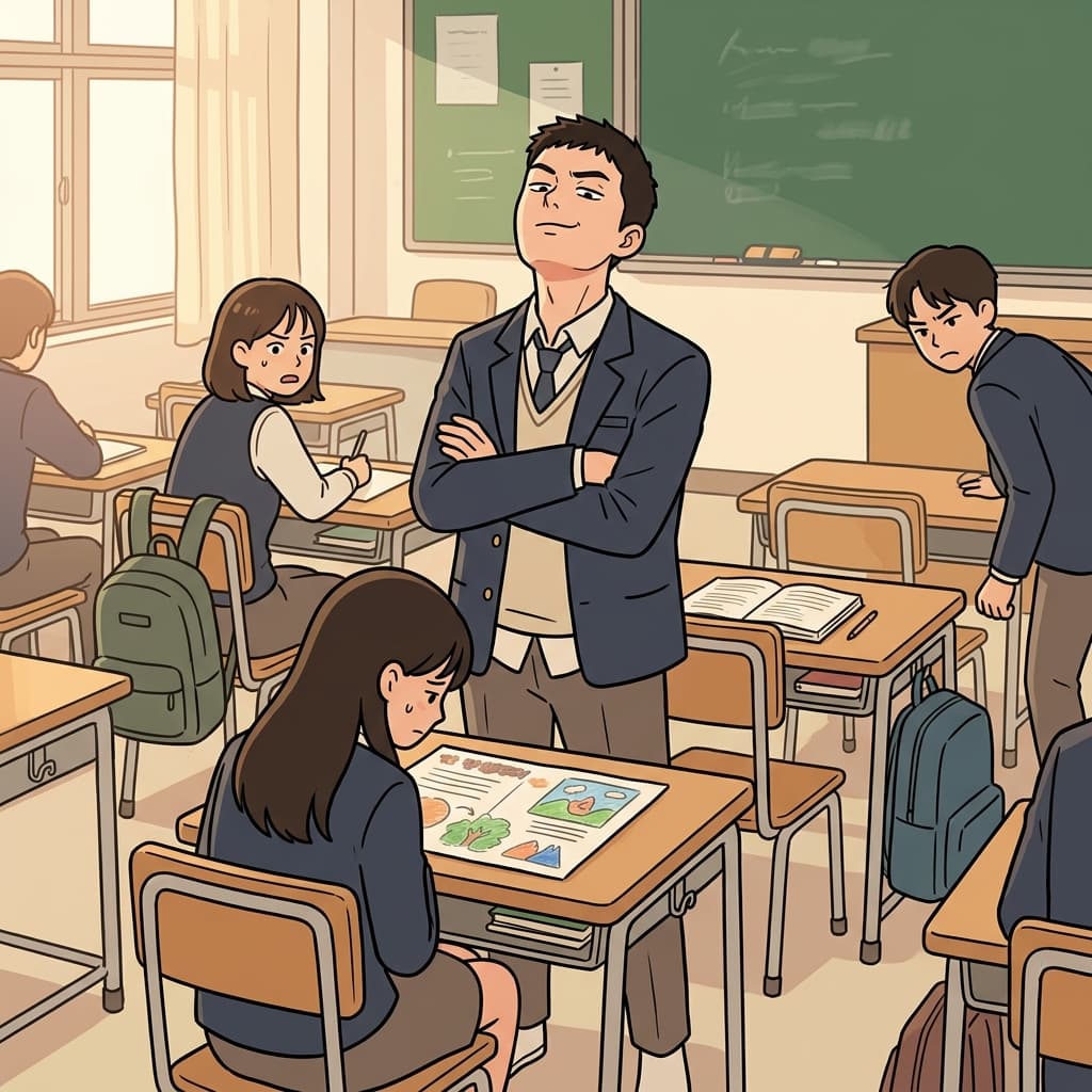 그의 경멸하는 태도는 친구들의 마음을 상하게 했다. ("Can't touch us." → 우릴 건드릴 수준도 안 돼. → 경멸하는)