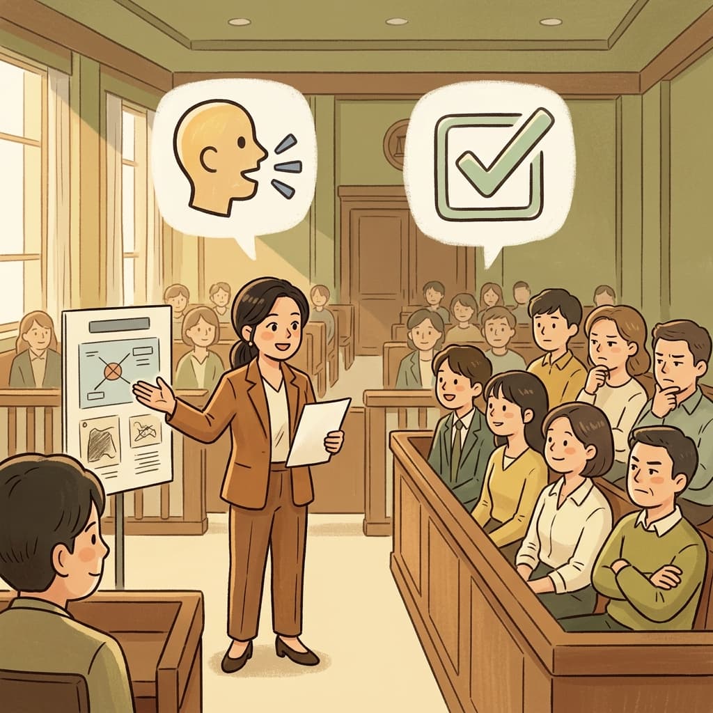 변호사는 강력한 증거로 배심원단을 설득했다.