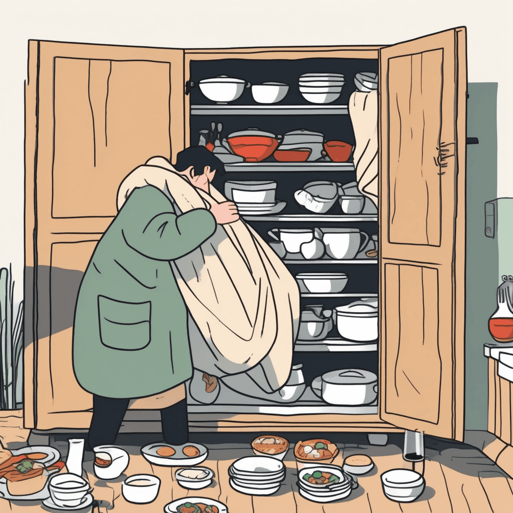 커버로 덮어서 숨기는 찬장! 그릇들이 숨바꼭질!