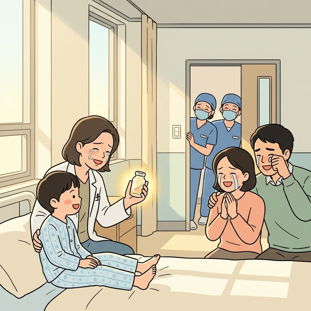 의사가 마침내 그 희귀병의 치료법을 찾아냈다.