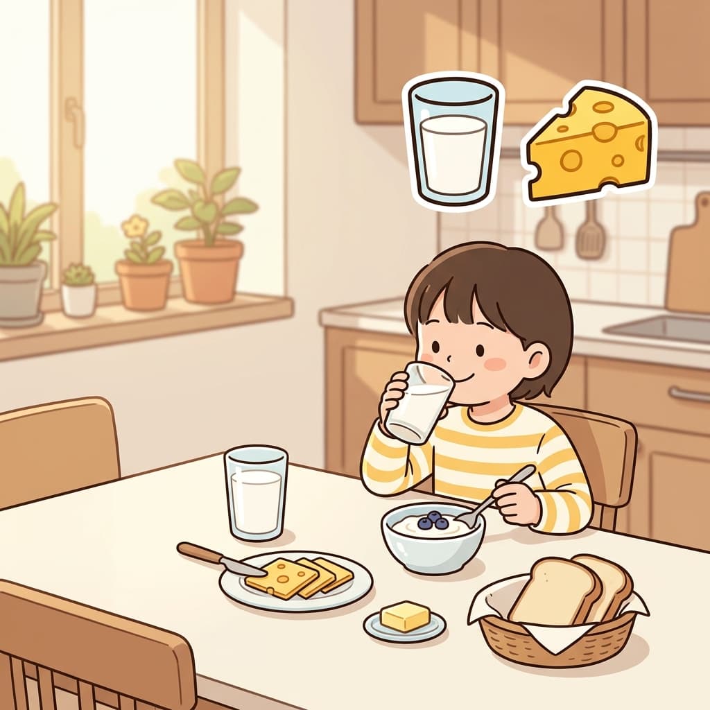 유제품은 튼튼한 뼈를 만드는 칼슘을 제공한다.