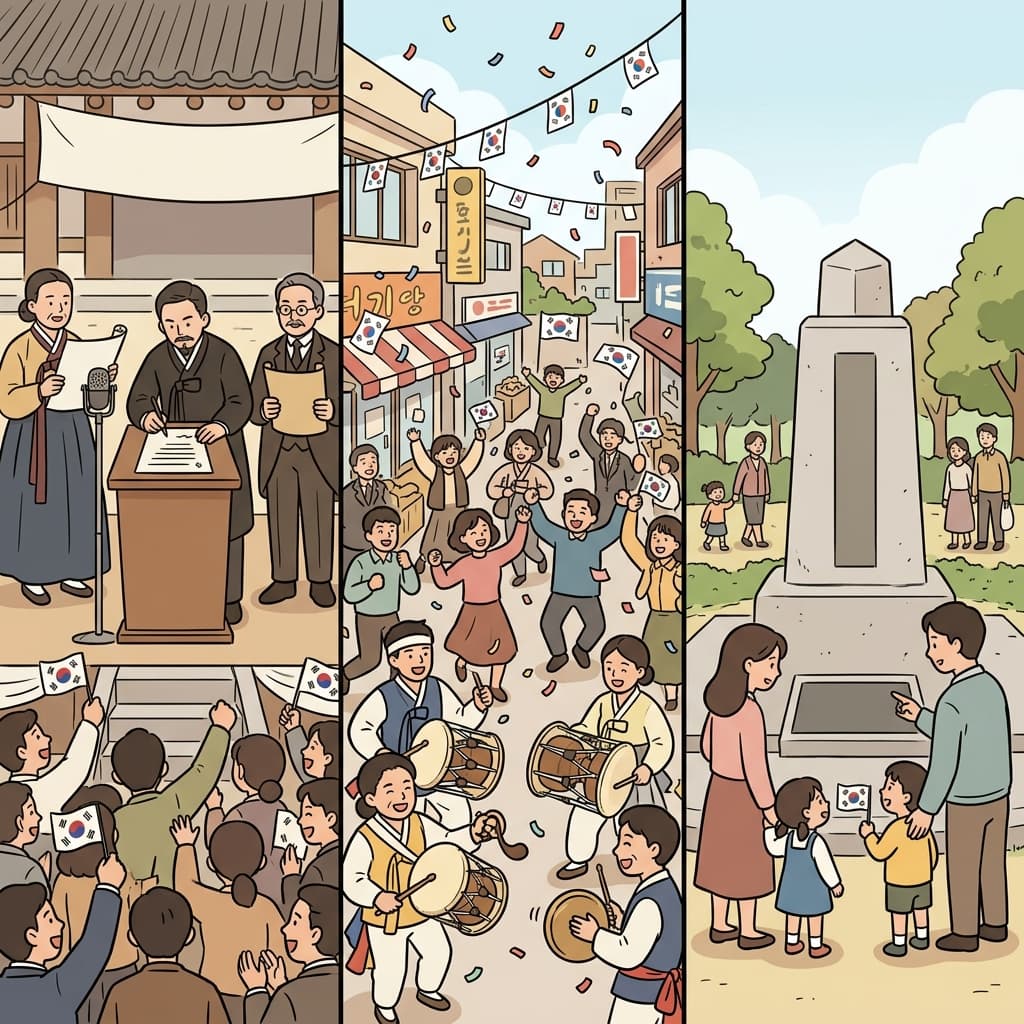 지도자들은 독립을 선언했고, 국민들은 축하했으며, 나라는 그 역사적인 날을 기념했다.