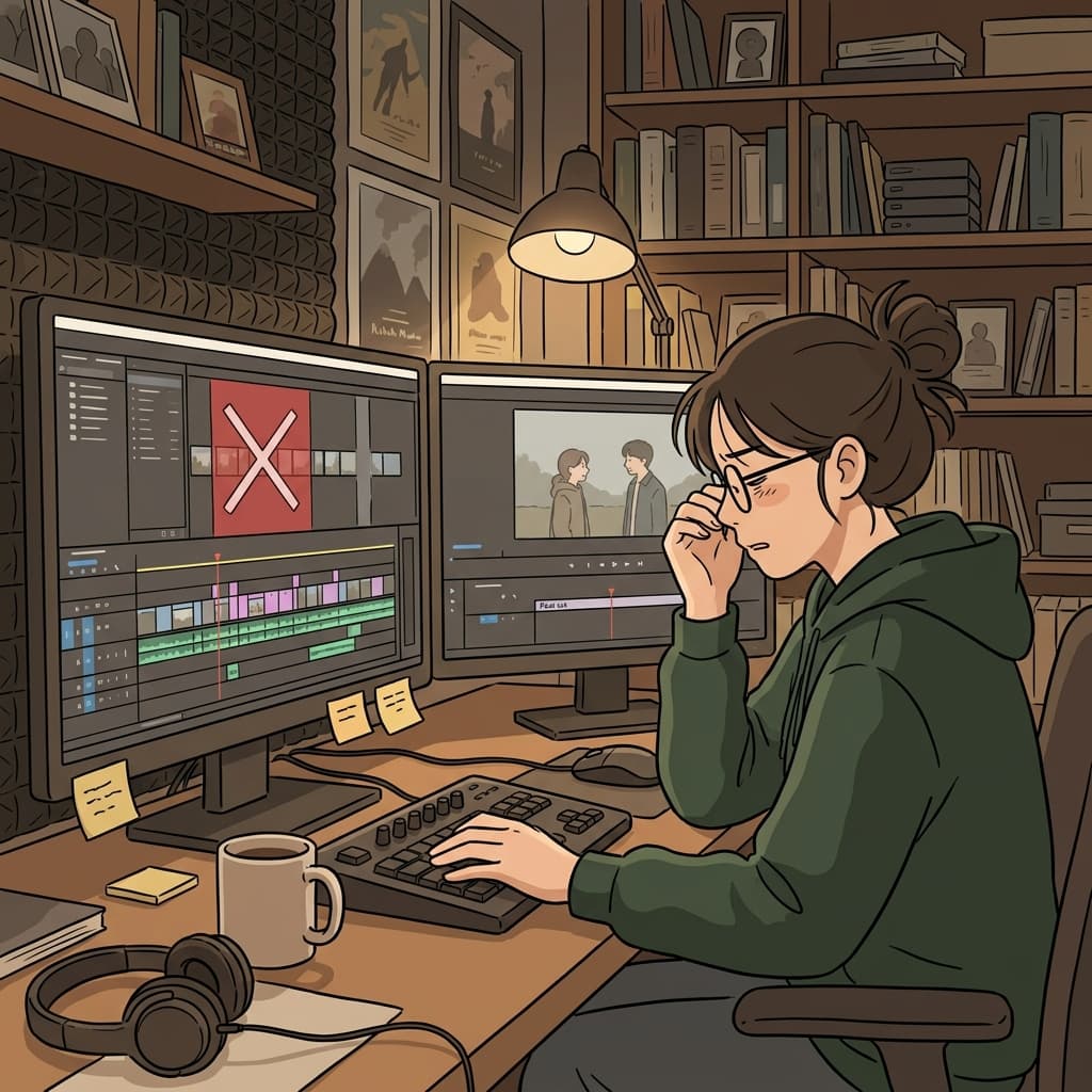 그 편집자는 최종 영화를 공개하기 전에 불필요한 장면들을 삭제했다. (컴퓨터 delete 키 떠오름)