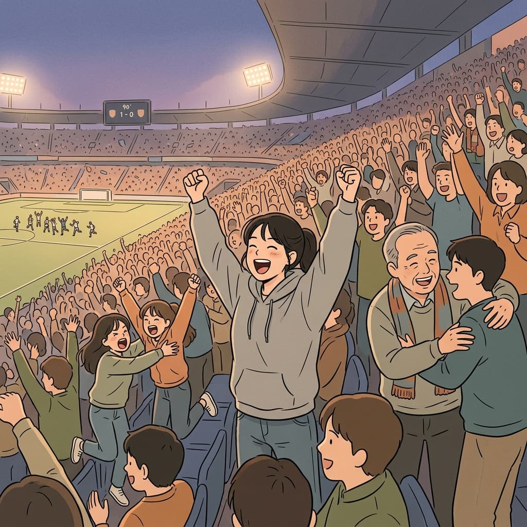 기쁘고 흥분됐다 — 군중 전체가 하나가 된 것처럼 느껴졌다.