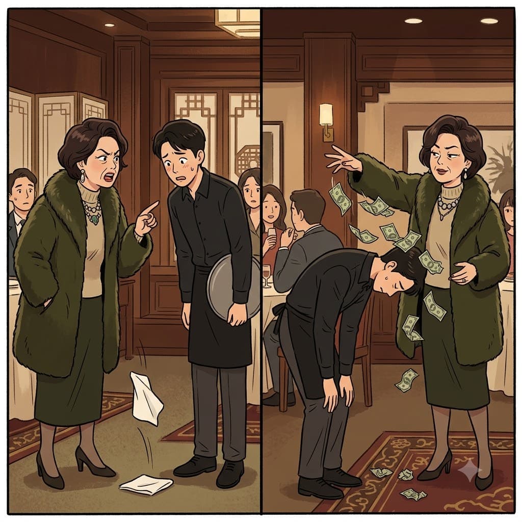 냅킨을 떨어뜨렸다고 가난한 웨이터를 공개적으로 모욕하는(demean) 것은 너무나 못된(mean) 짓이었다.