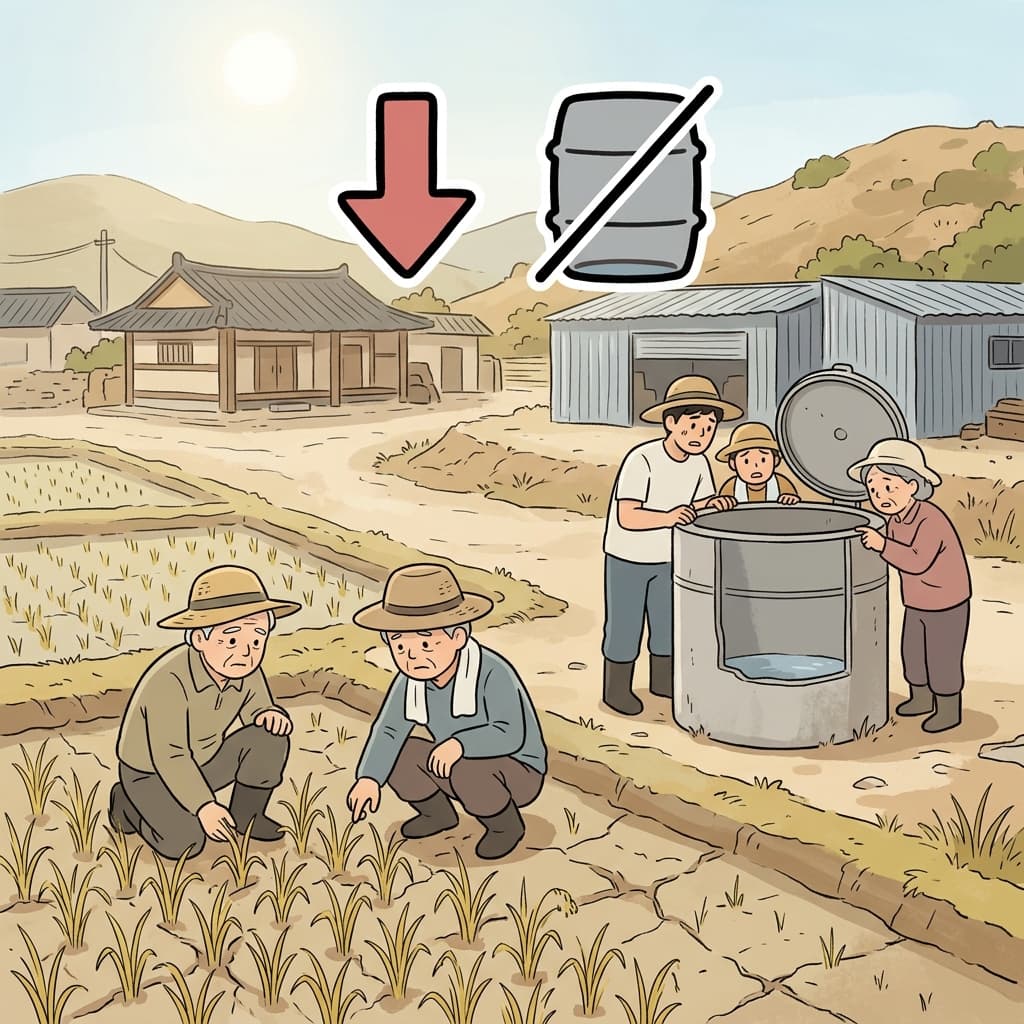 물 부족은 건기 동안 농장들에 영향을 주었다.