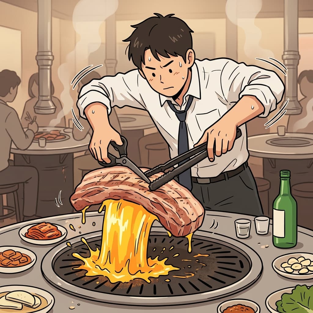막내 대리는 베이컨을 힘껏 눌러 엄청난 양의 뜨거운 기름을 파생시켰다(이끌어냈다). (회식 자리, 막내 대리(deri)가 집게로 베이(va)컨을 꾹 눌러 고기에서 기름을 시원(션/tion)하게 쫙 이끌어내는(파생시키는) 상황)