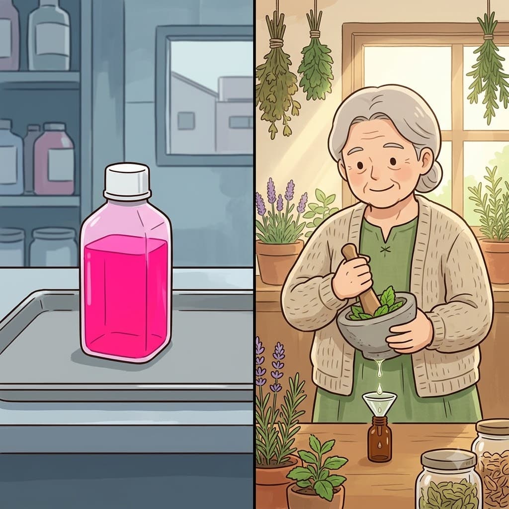 인공 음료가 공장 병에서 나온 반면, 신선한 페퍼민트 오일은 볕 좋은 정원에서 딴 달콤한 허브에서 비롯된(derive from) 것이었다.