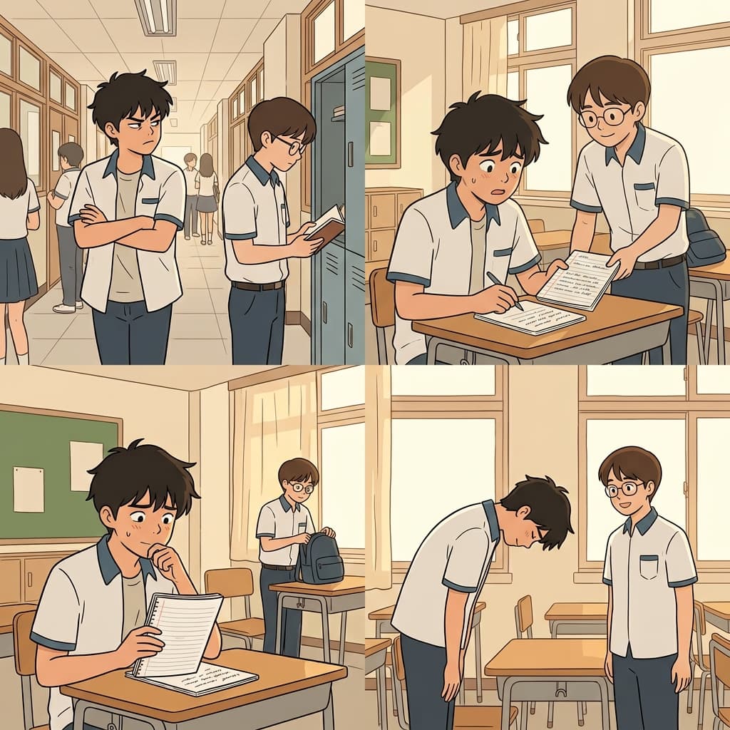 그는 자신의 잘못을 깨달은 뒤, 한때 경멸했던 사람에게 사과했다.