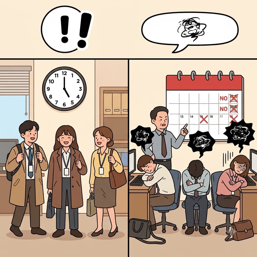 DIS + GRUNT + ED — 주말 내내 일하게 되자 직원들은 툴툴거리며(grunt) 불만스러운(disgruntled) 표정을 지었다.